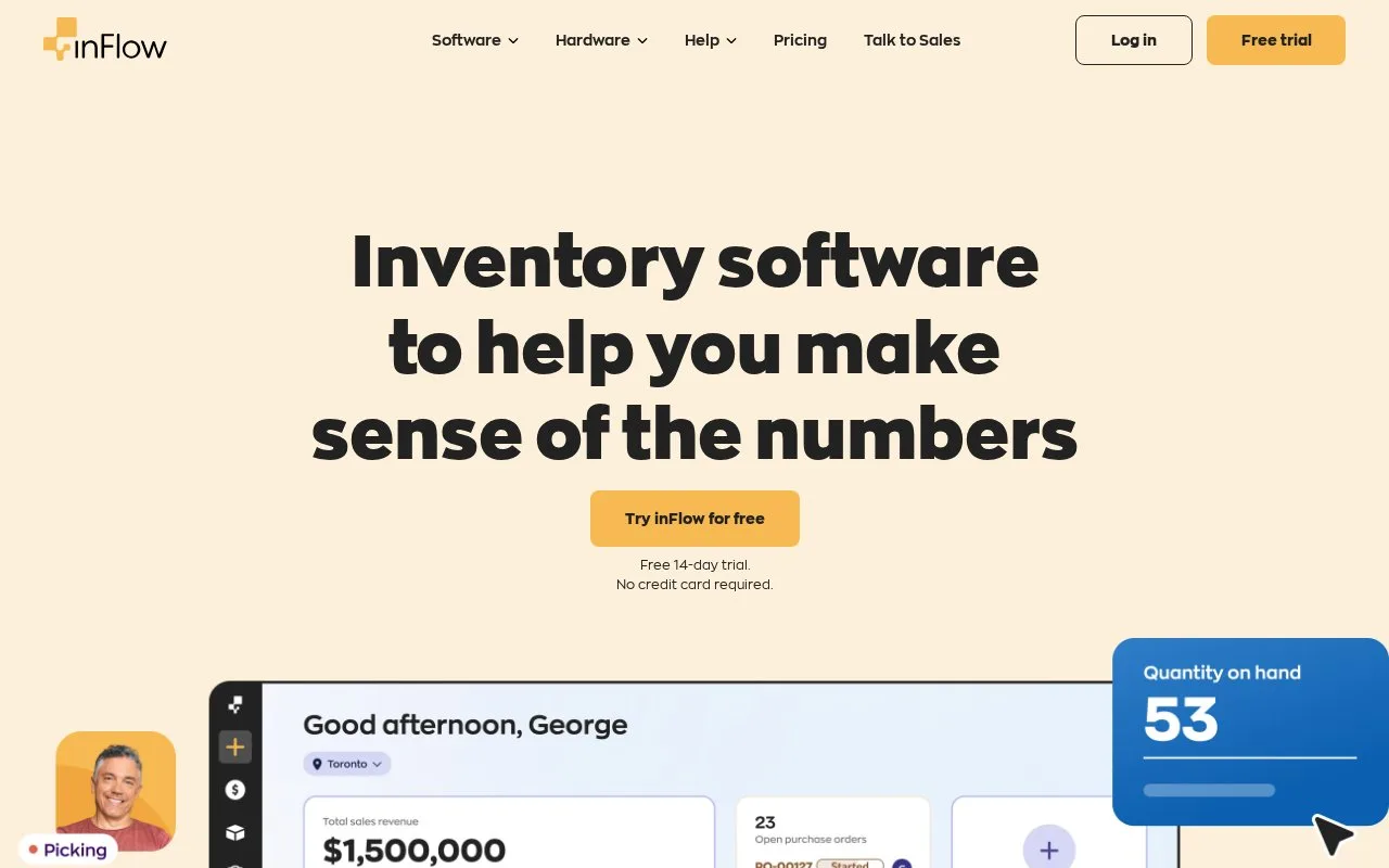 Screenshot of the inFlow Inventory homepage