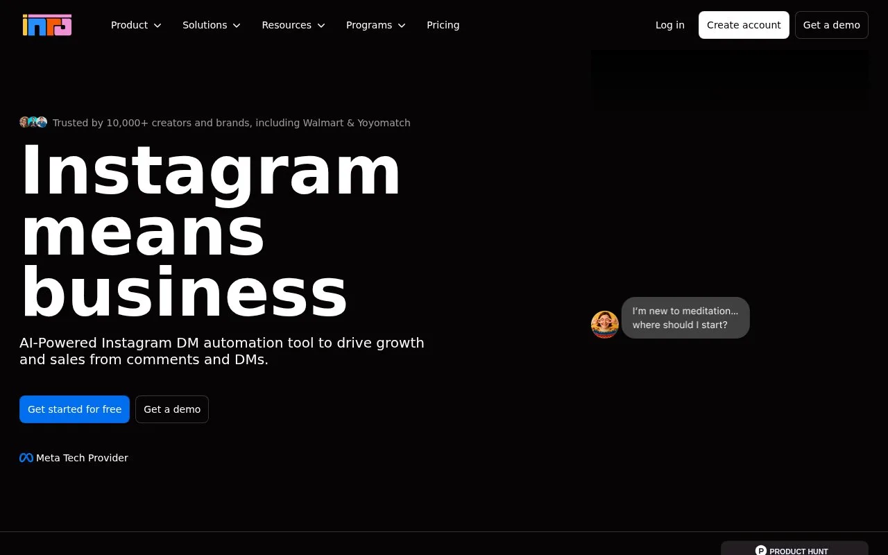 Screenshot of the Inrō homepage