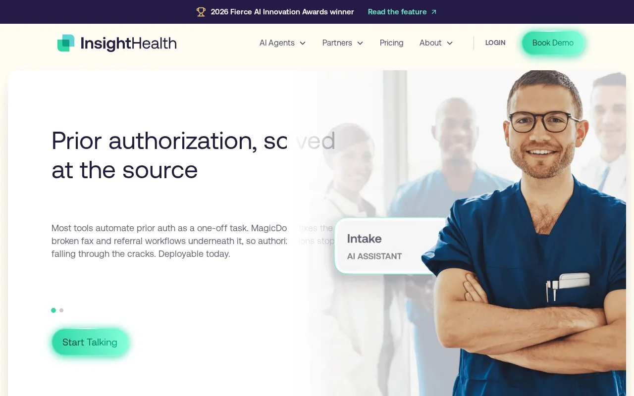 Screenshot of the Insight Health homepage