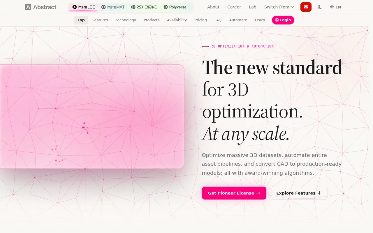 Screenshot of the InstaLOD homepage