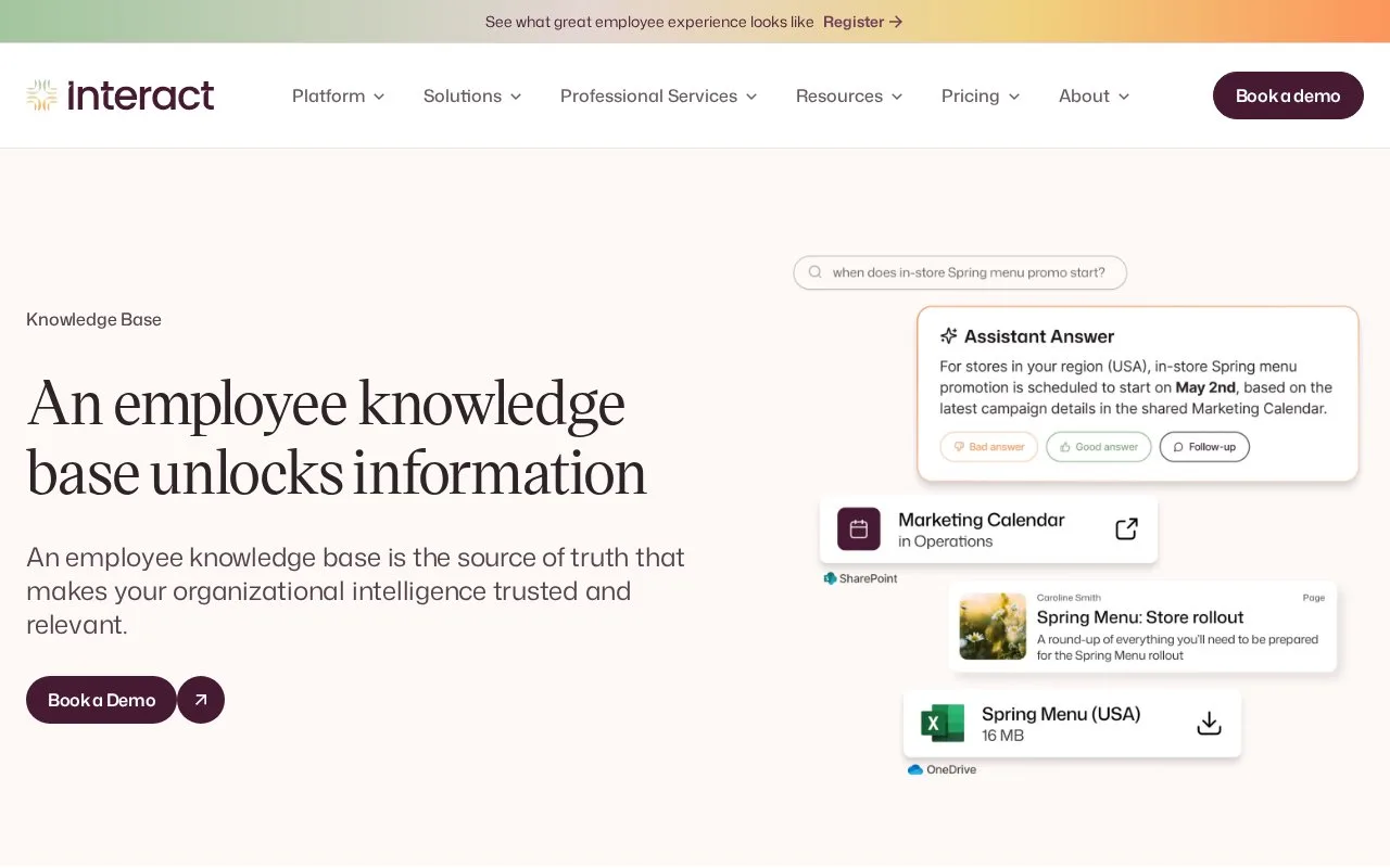 Screenshot of the Interact homepage