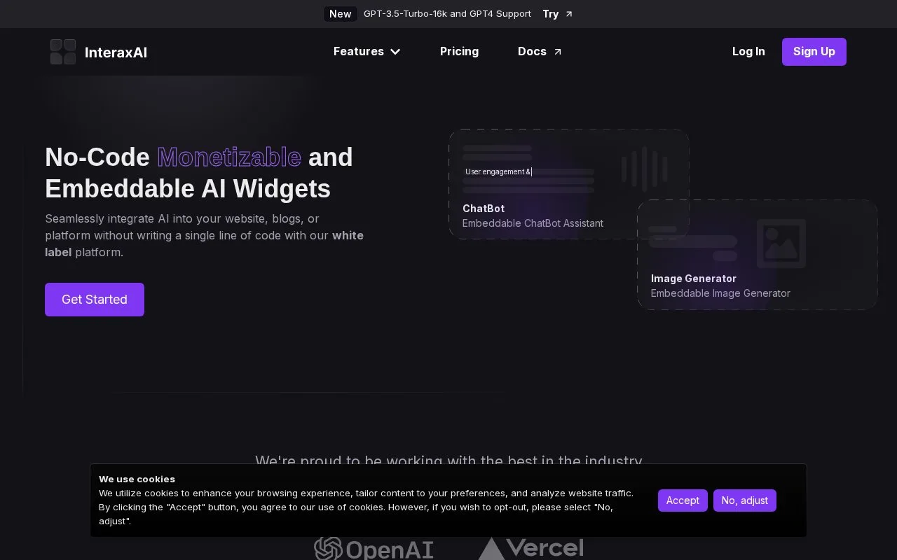 Screenshot of the InteraxAI homepage