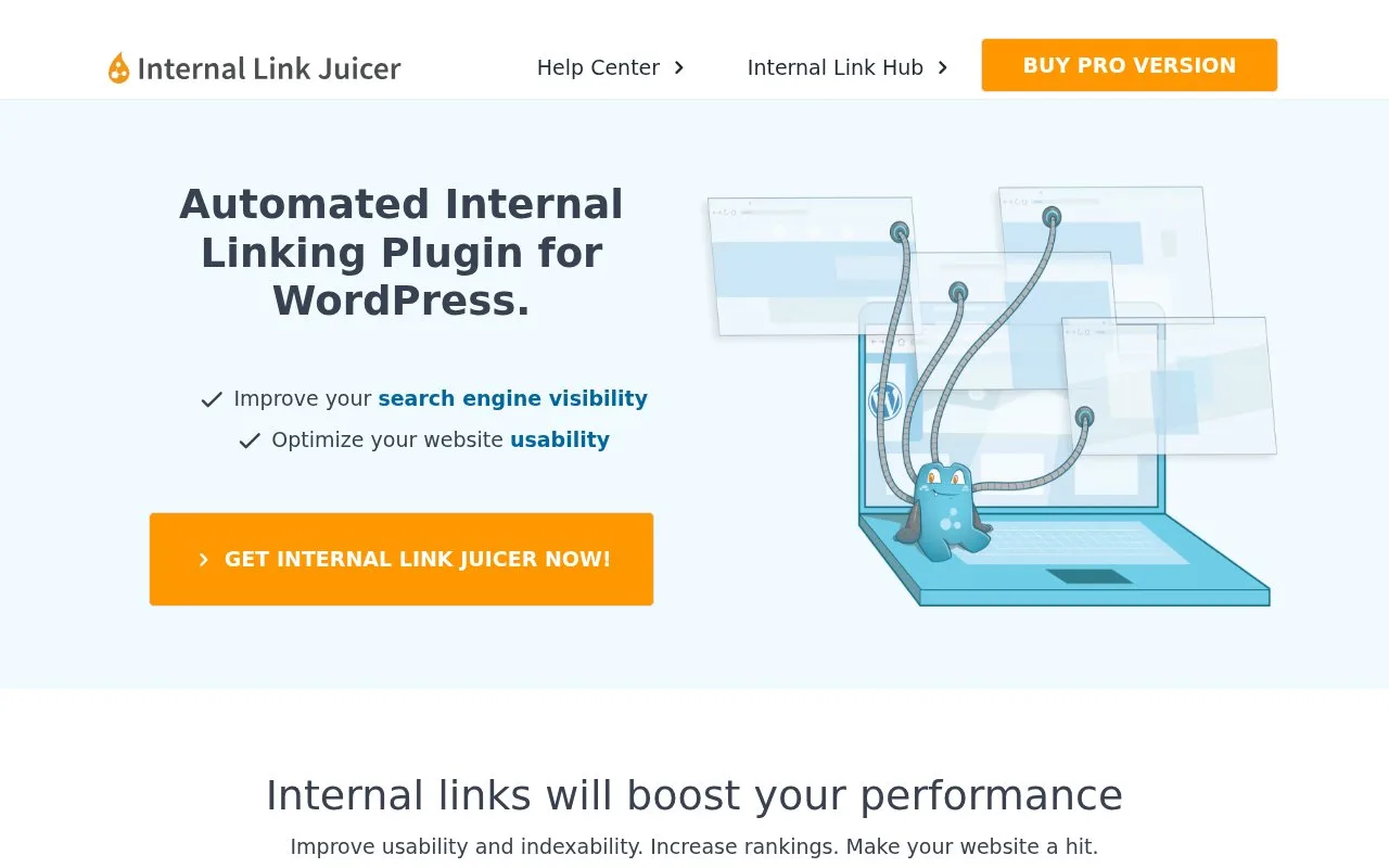 Screenshot of the Internal Link Juicer homepage