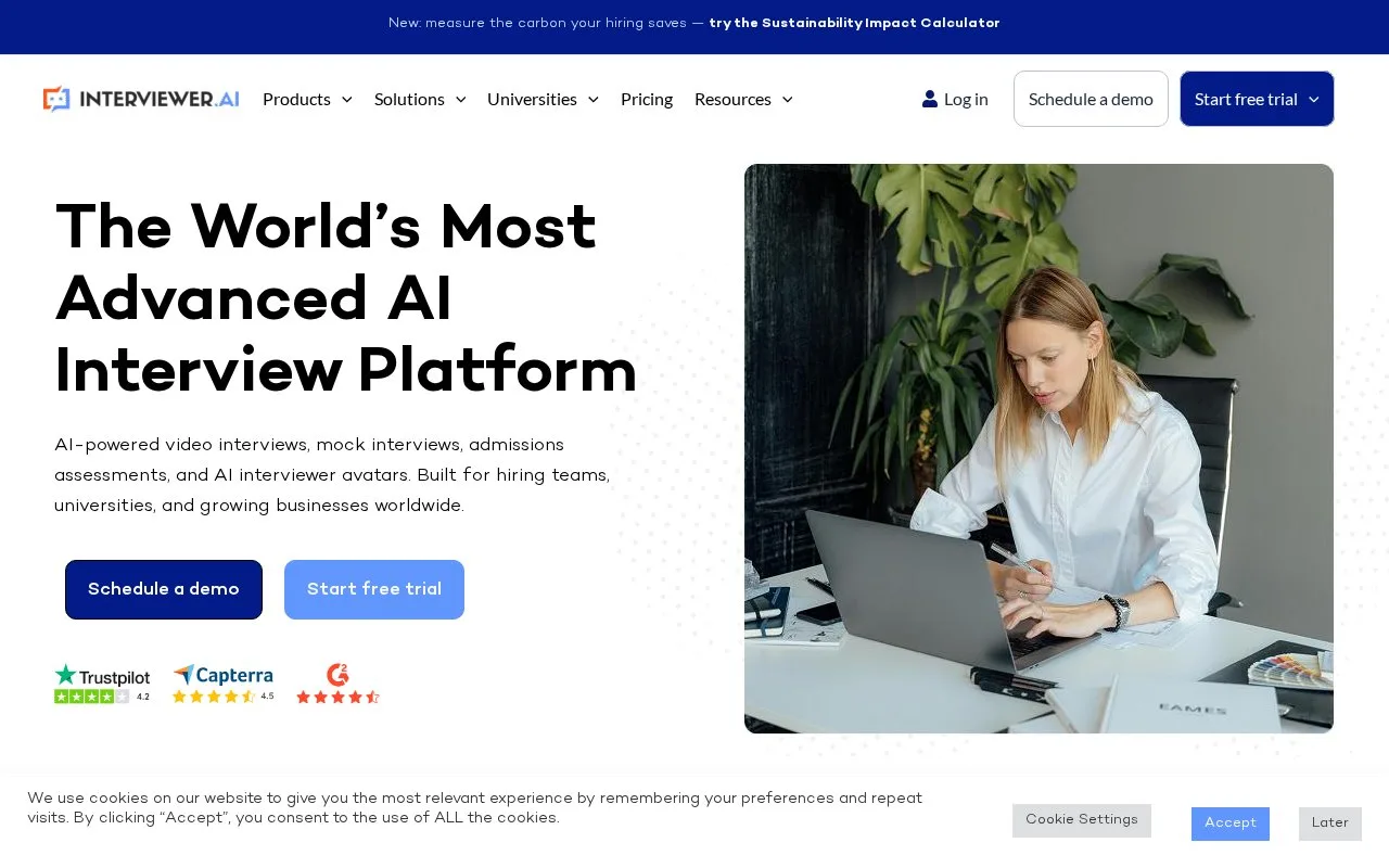 Screenshot of the Interviewer.AI homepage