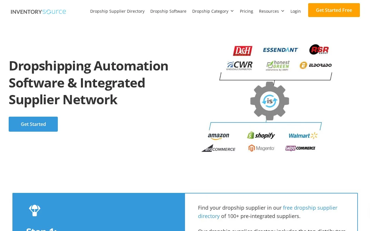 Screenshot of the Inventory Source homepage