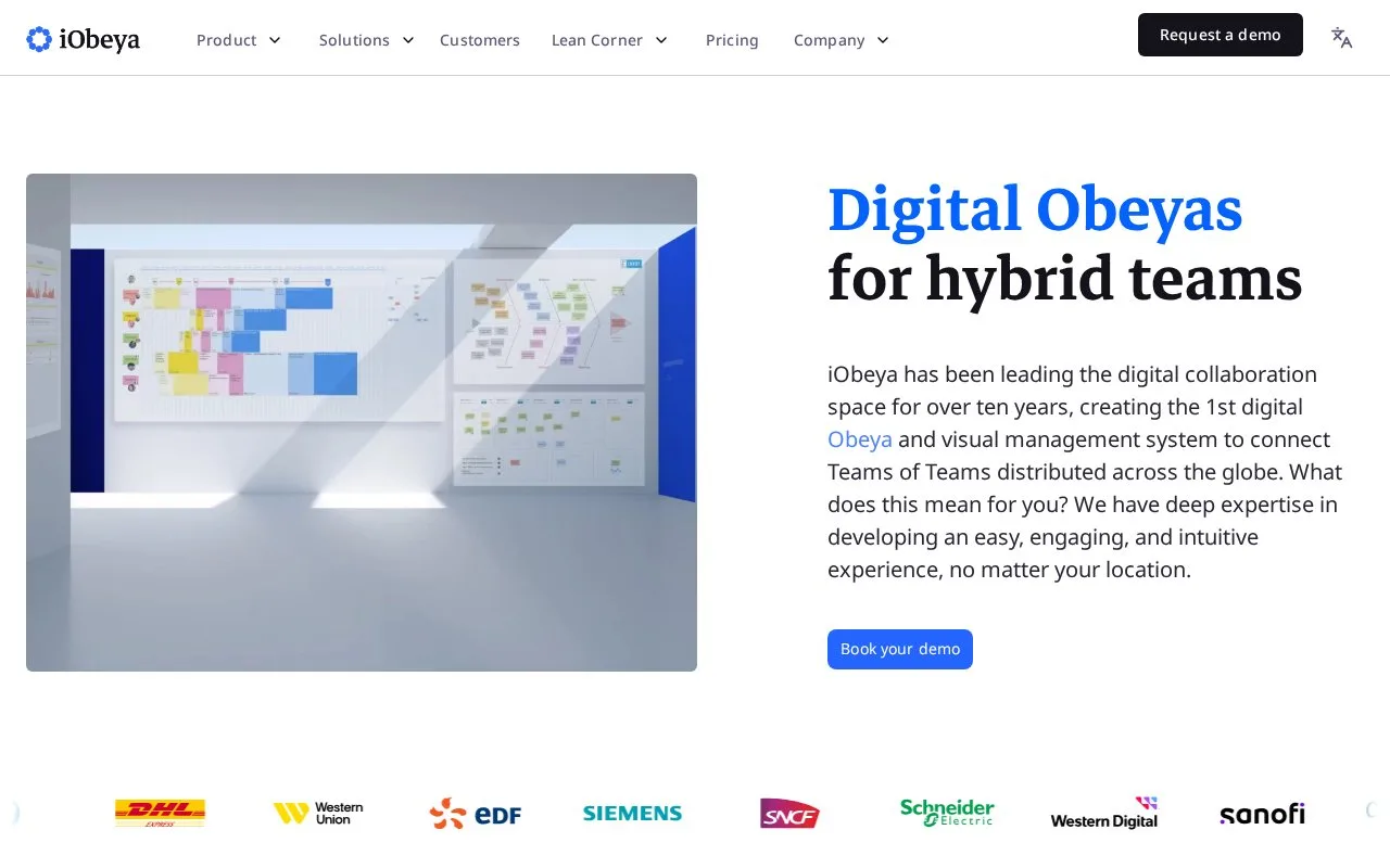 Screenshot of the iObeya homepage