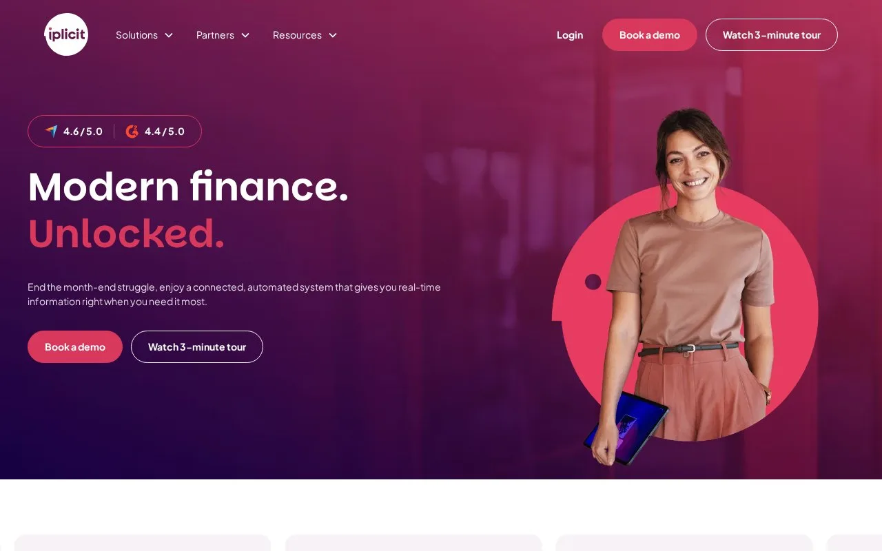Screenshot of the iplicit homepage