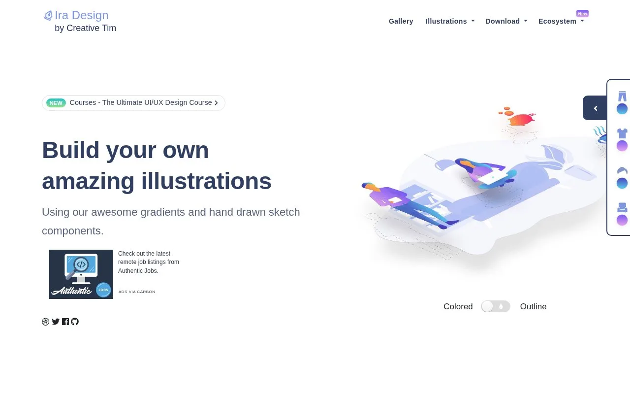 Screenshot of the IRA Design homepage