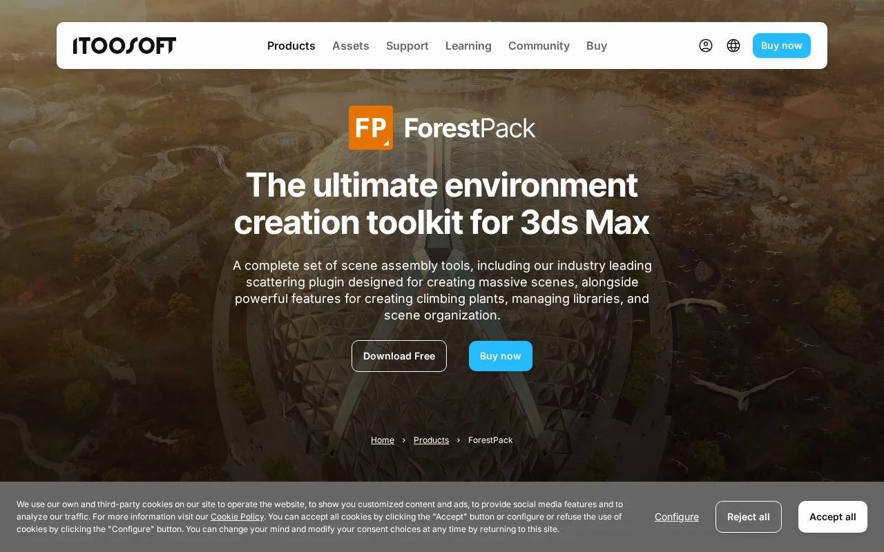 Screenshot of the ForestPack homepage