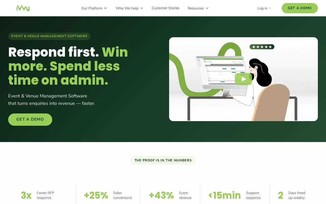 Screenshot of the iVvy homepage