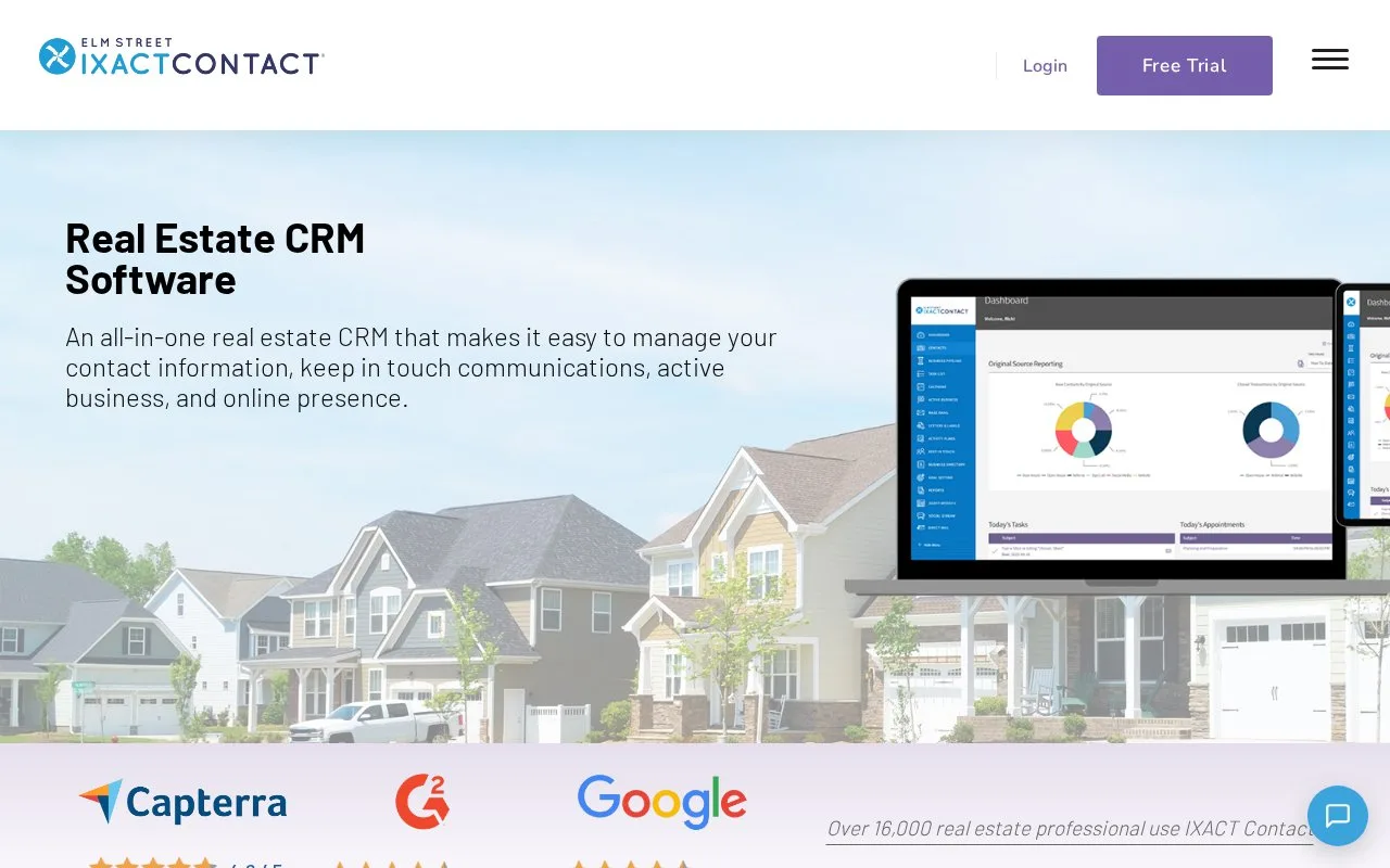 Screenshot of the IXACT Contact homepage