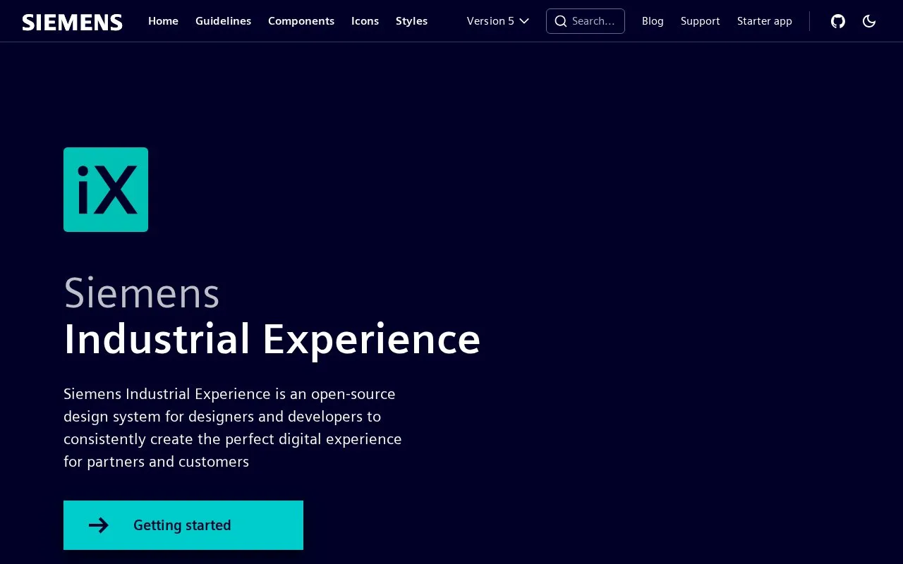 Screenshot of the Siemens Industrial Experience homepage