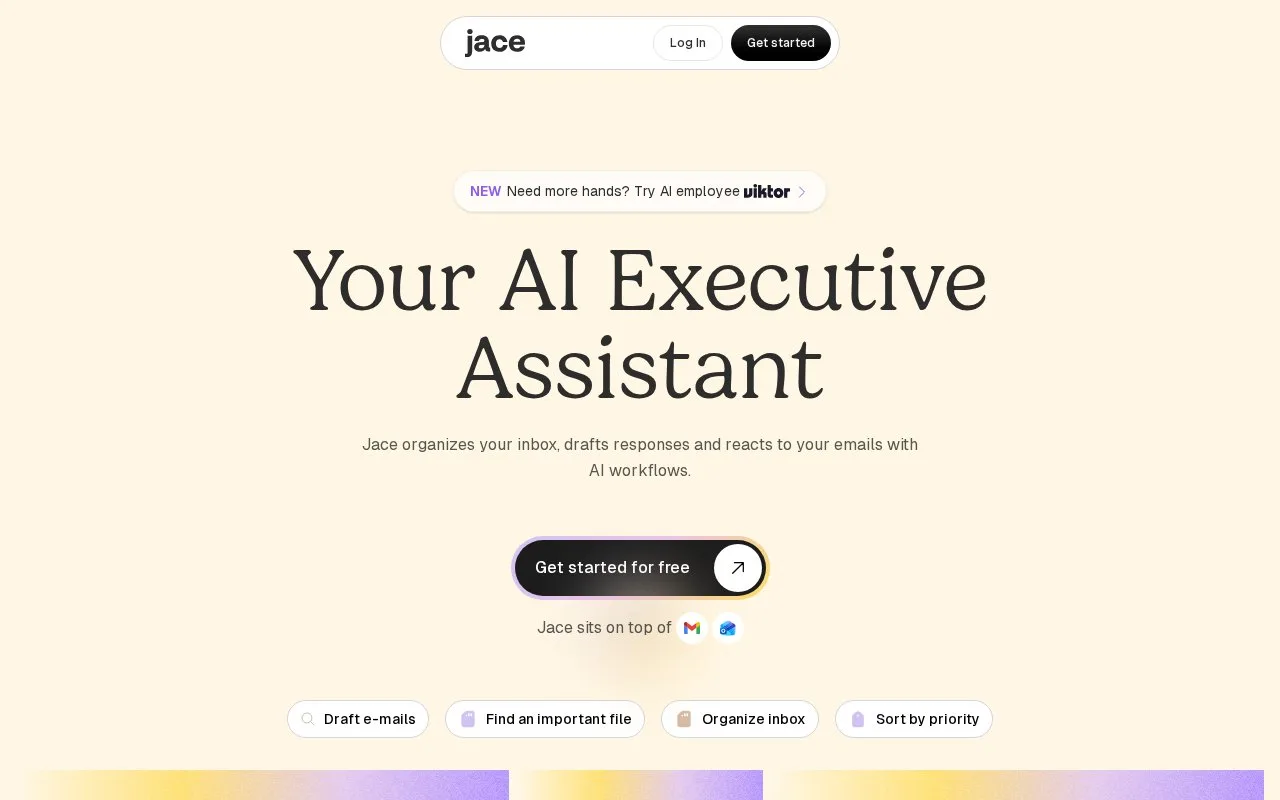 Screenshot of the Jace AI homepage