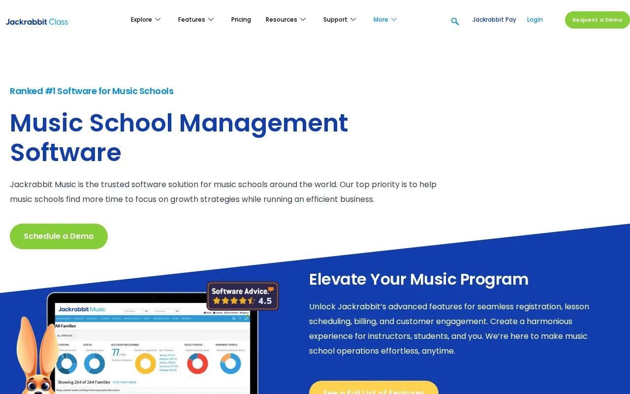 Screenshot of the Jackrabbit homepage