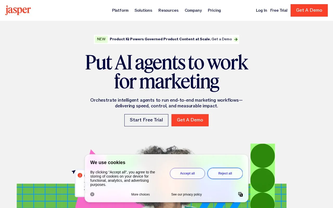 Screenshot of the Jasper homepage