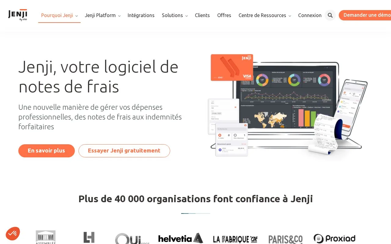 Screenshot of the Jenji homepage