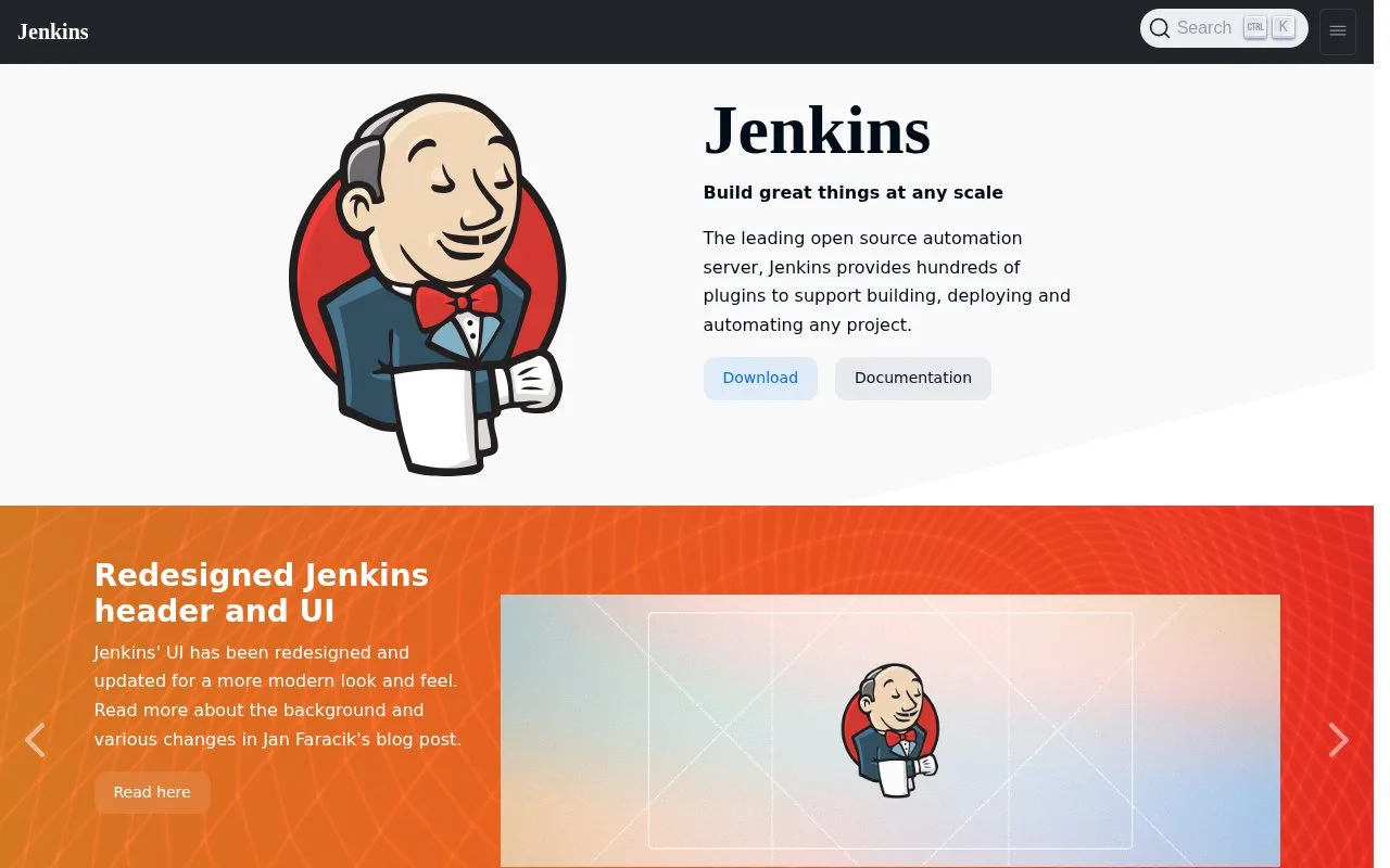 Screenshot of the Jenkins homepage