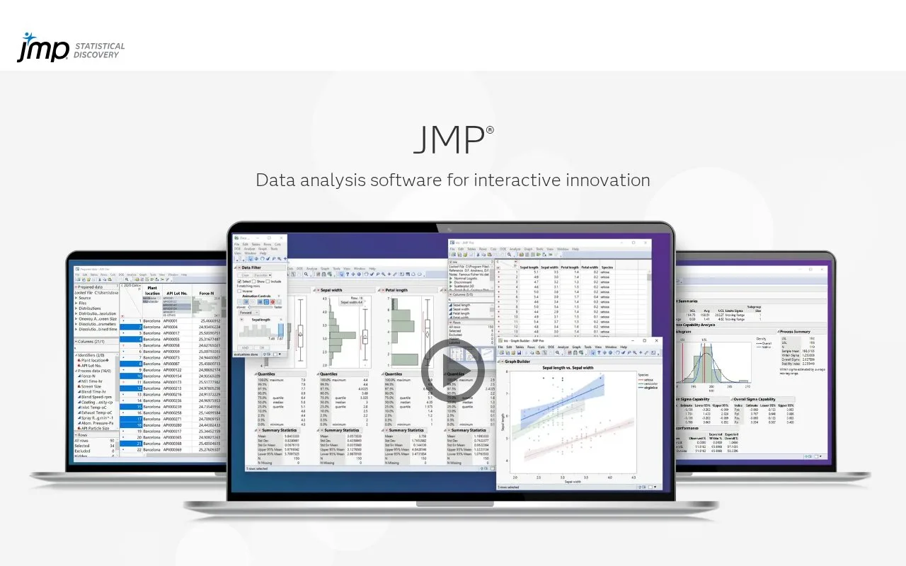 Screenshot of the JMP homepage