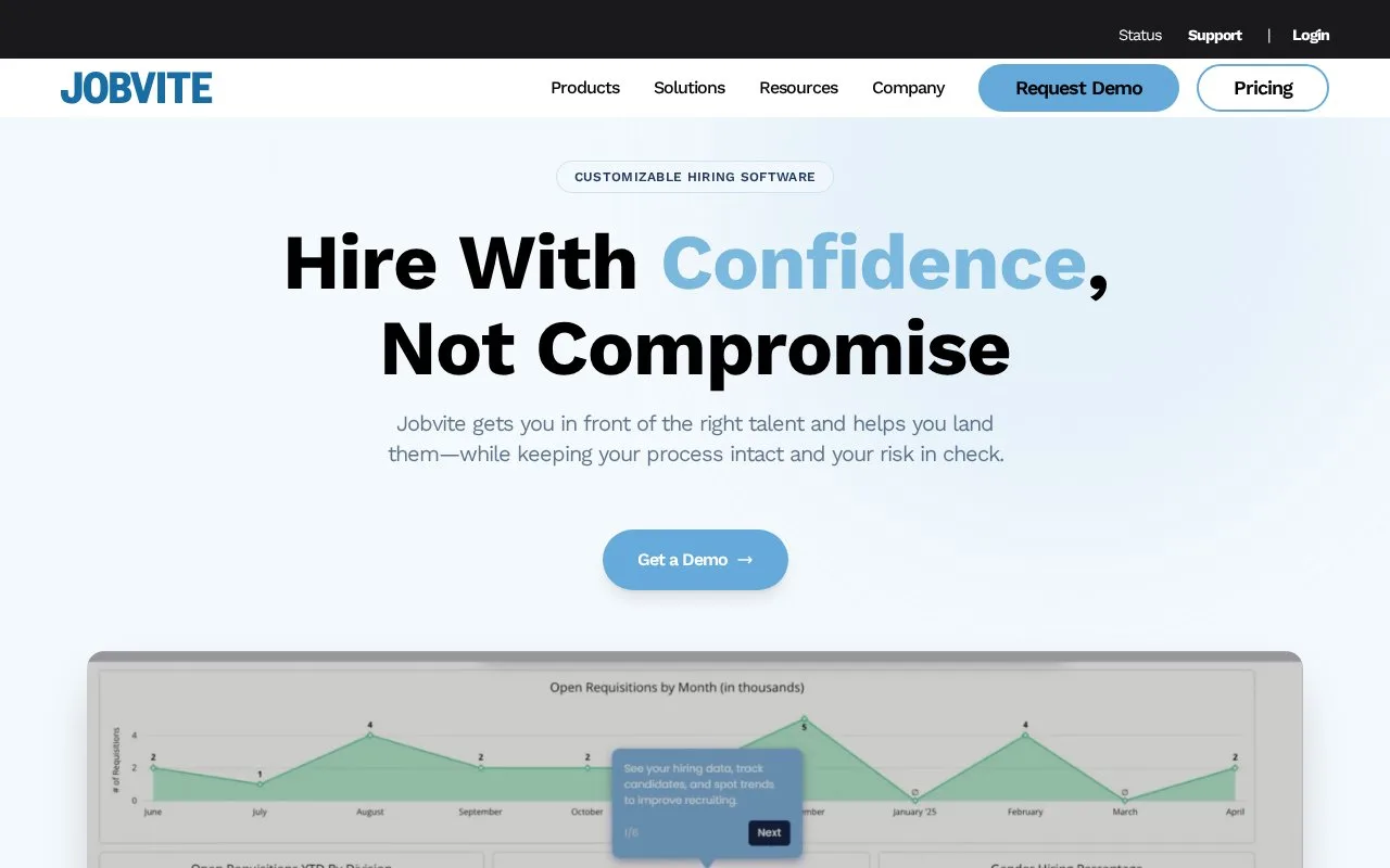 Screenshot of the Jobvite homepage