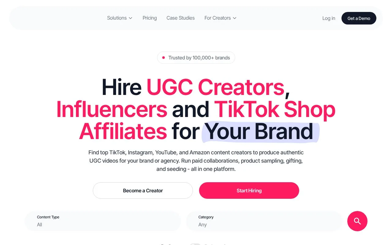 Screenshot of the JoinBrands homepage