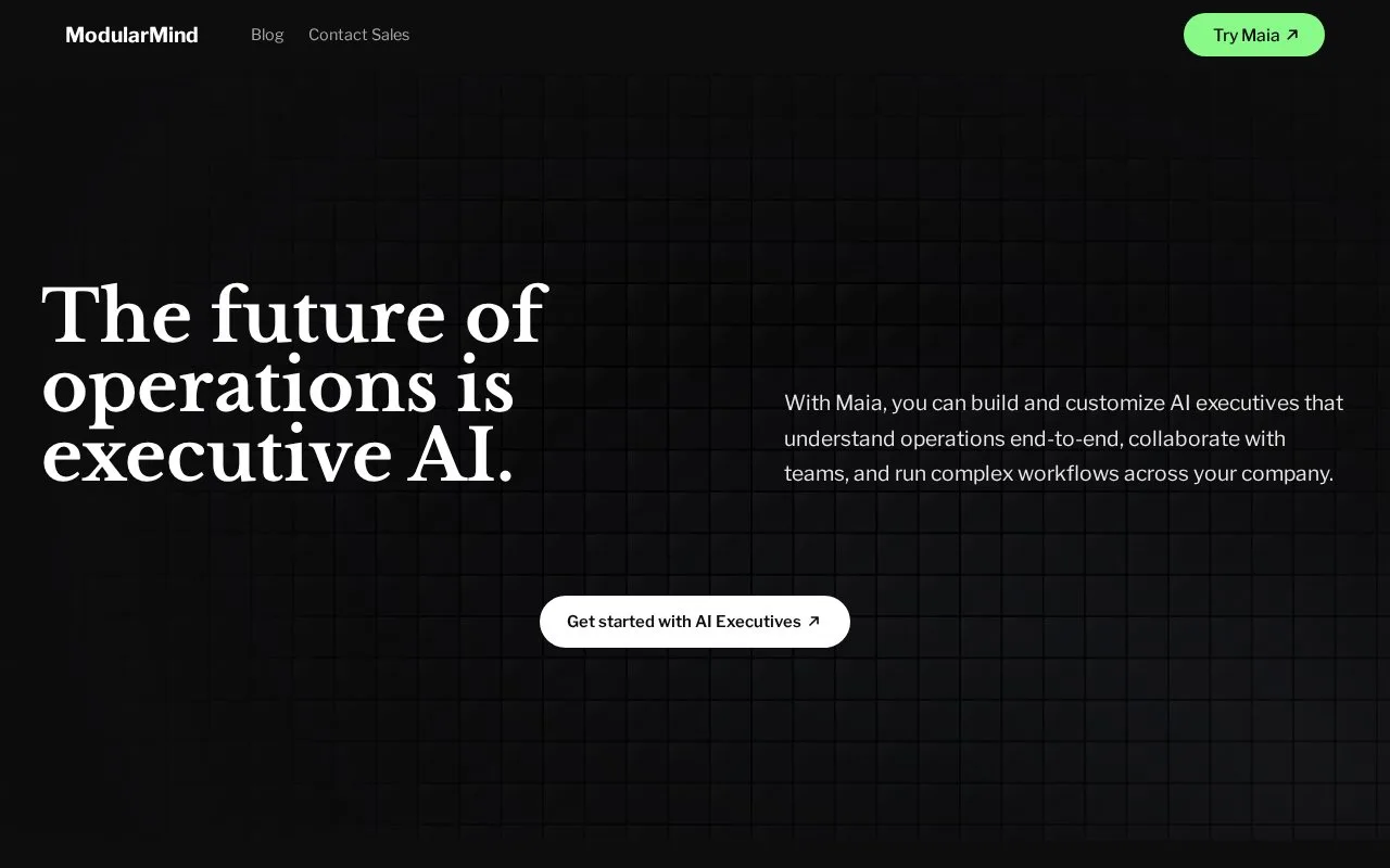 Screenshot of the ModularMind homepage