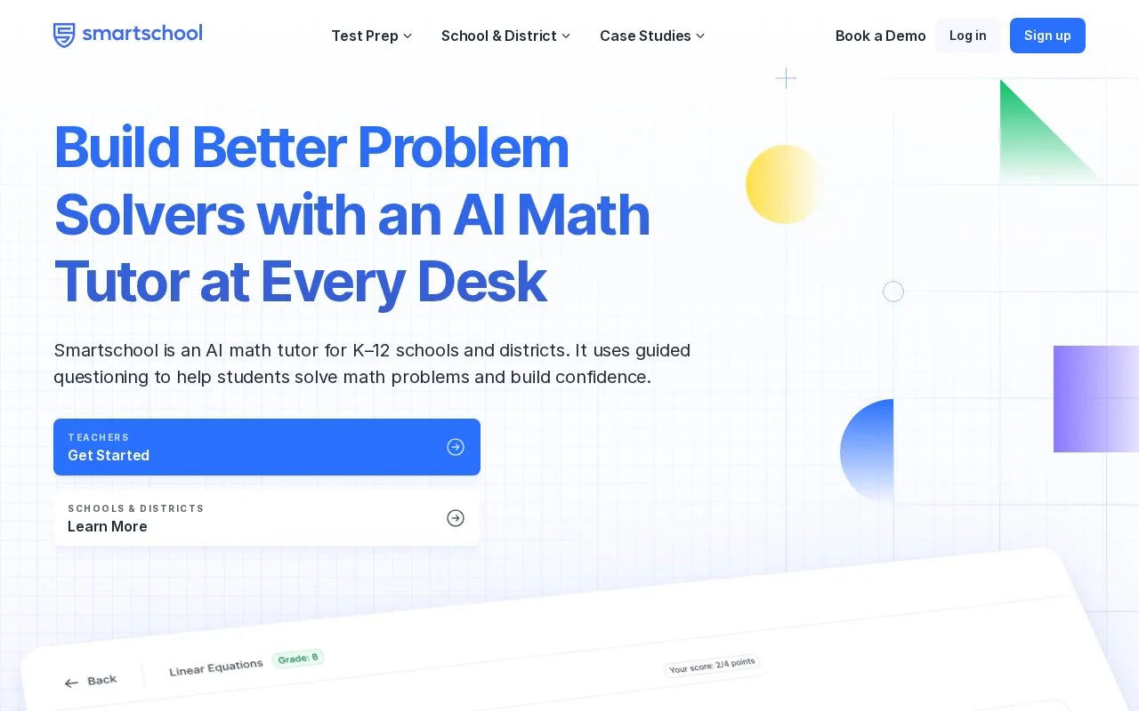 Screenshot of the Smartschool homepage