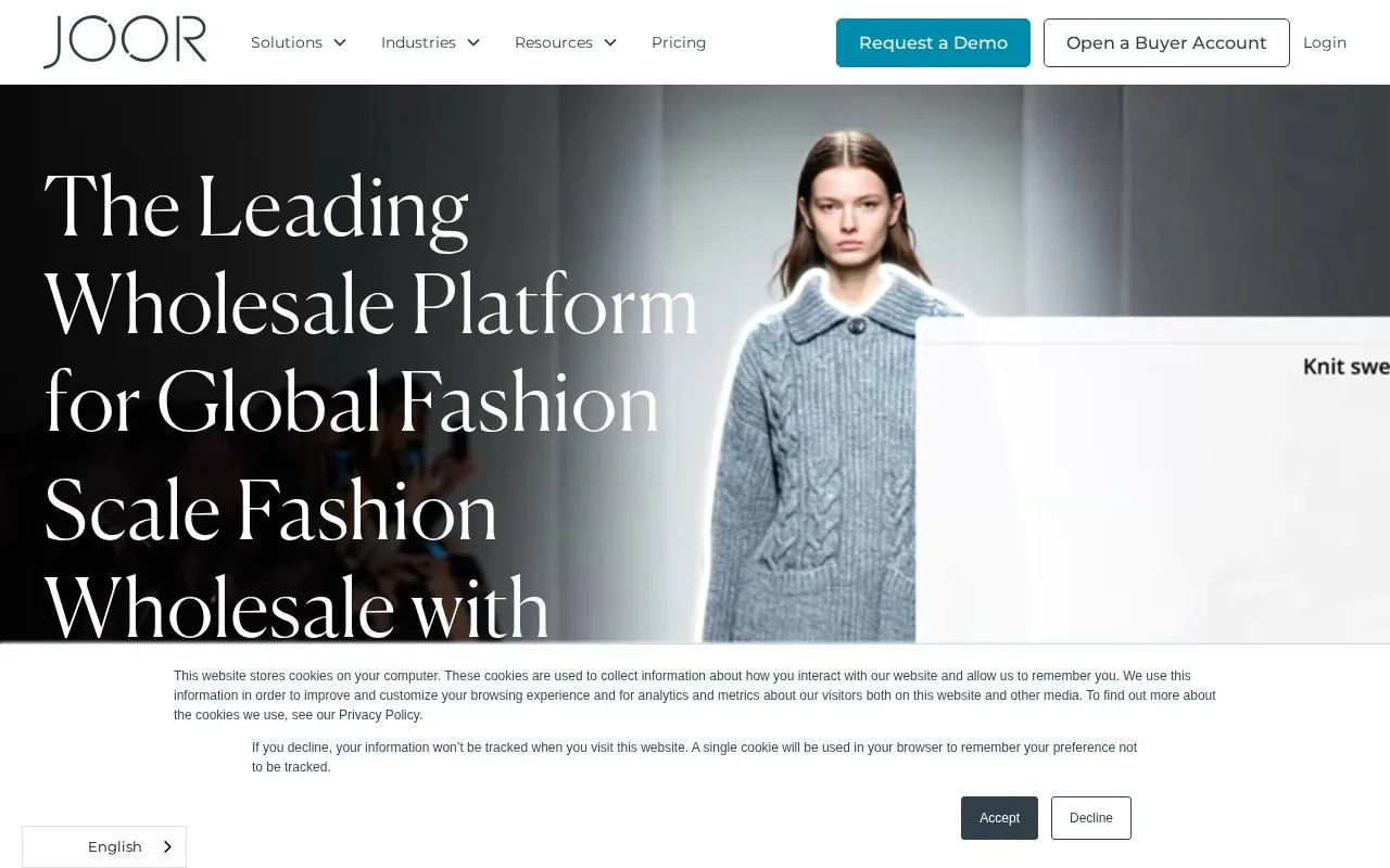 Screenshot of the JOOR homepage