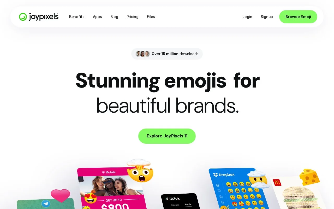 Screenshot of the JoyPixels homepage