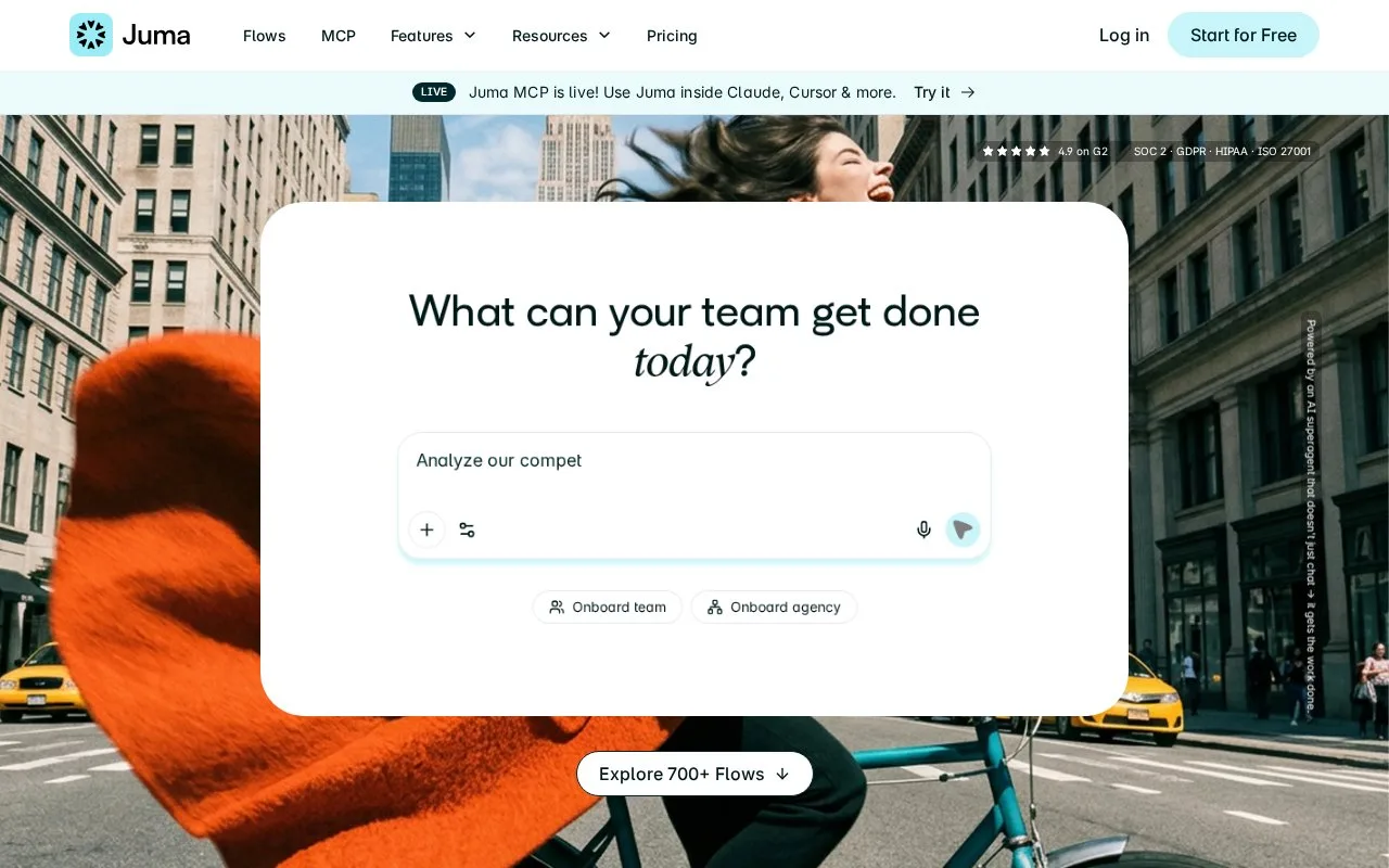 Screenshot of the Juma homepage