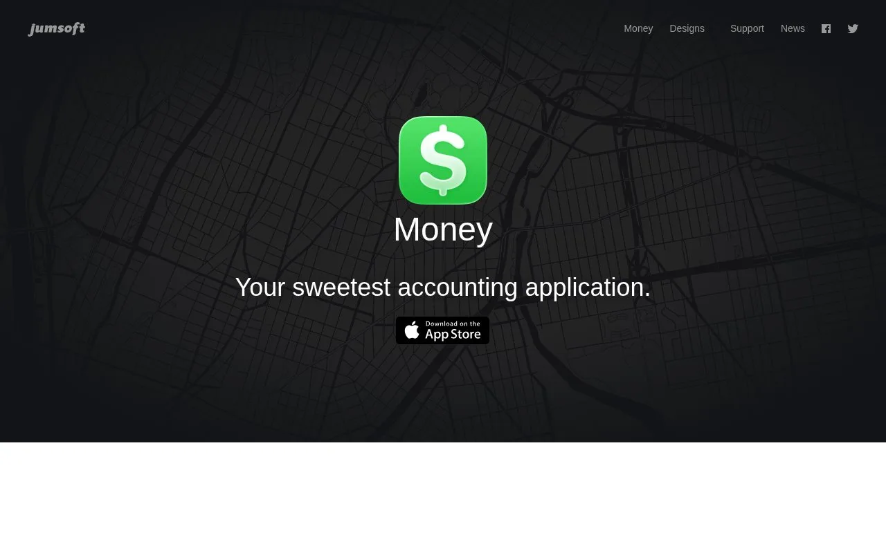 Screenshot of the Money by Jumsoft homepage