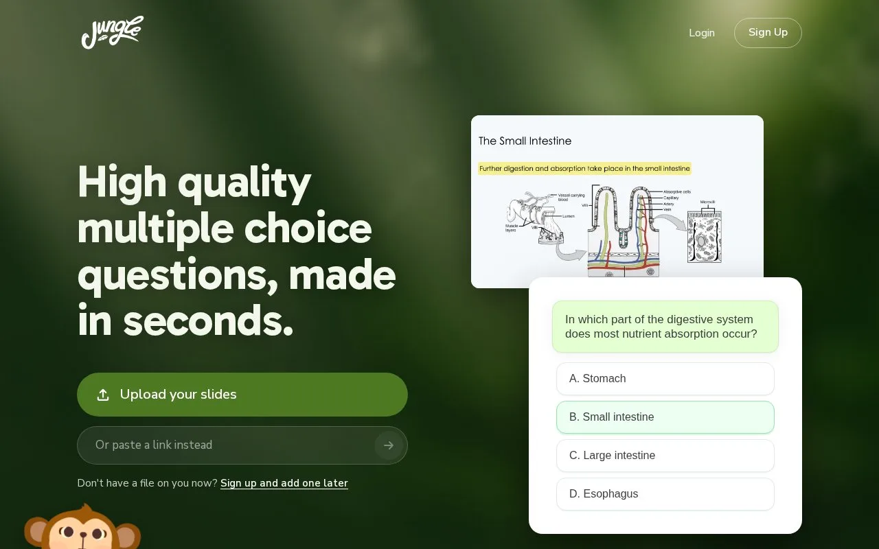 Screenshot of the Jungle homepage