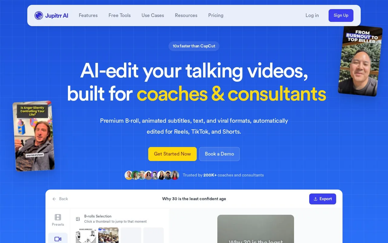 Screenshot of the Jupitrr AI homepage