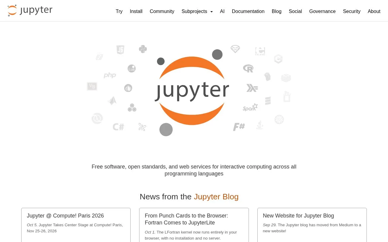 Screenshot of the Jupyter Notebook homepage