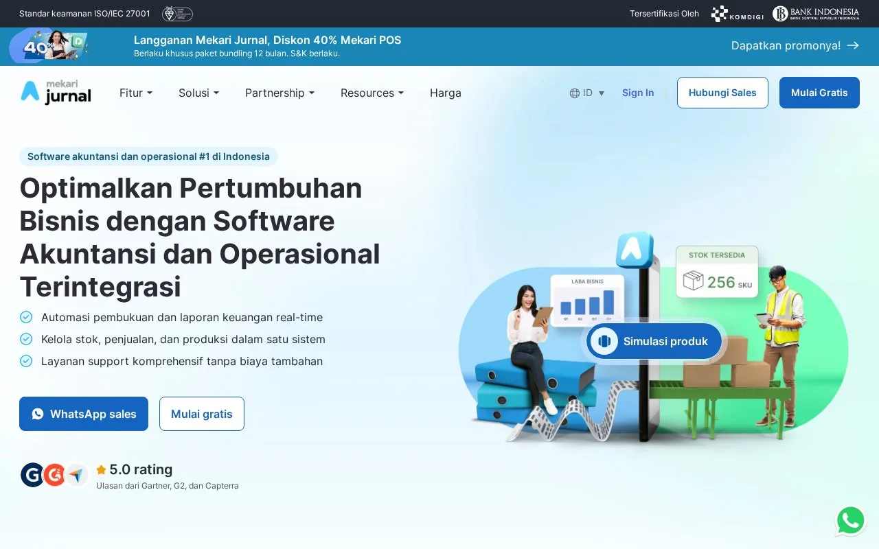 Screenshot of the Mekari Jurnal homepage