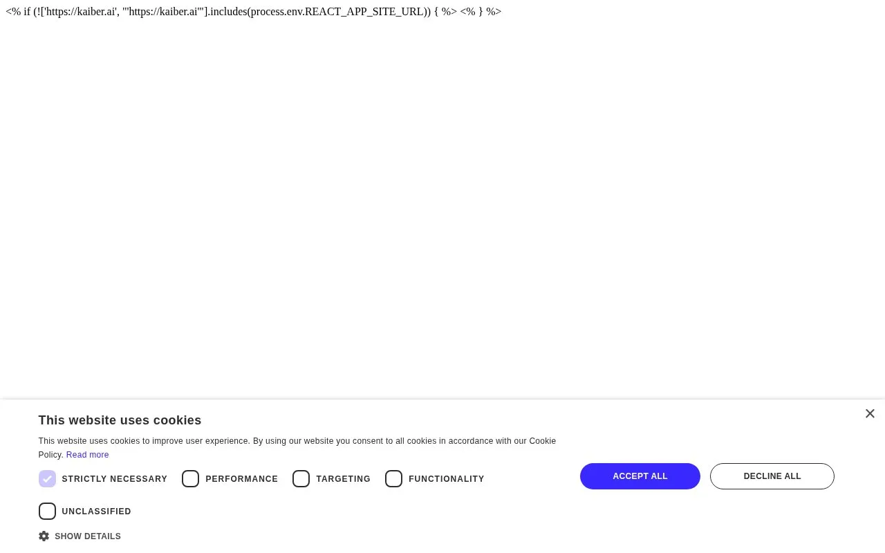 Screenshot of the Kaiber homepage