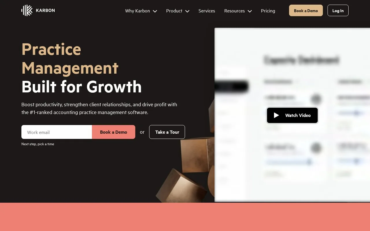 Screenshot of the Karbon homepage