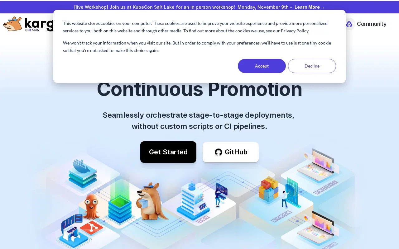 Screenshot of the Kargo homepage