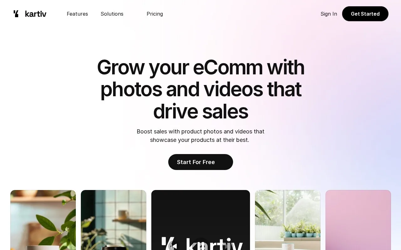 Screenshot of the Kartiv homepage