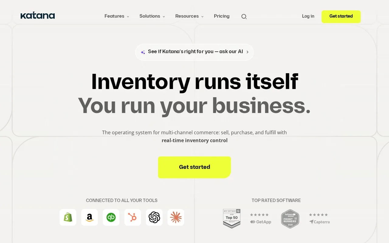 Screenshot of the Katana homepage