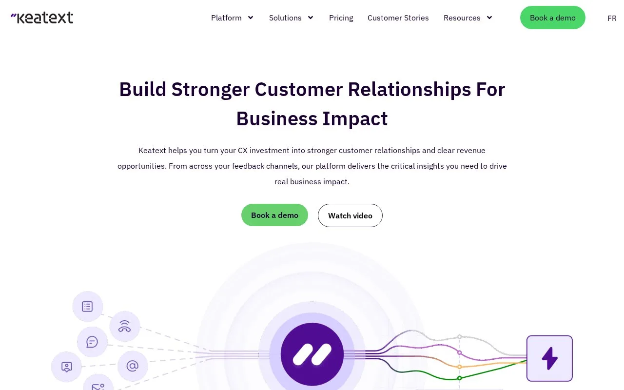 Screenshot of the Keatext homepage