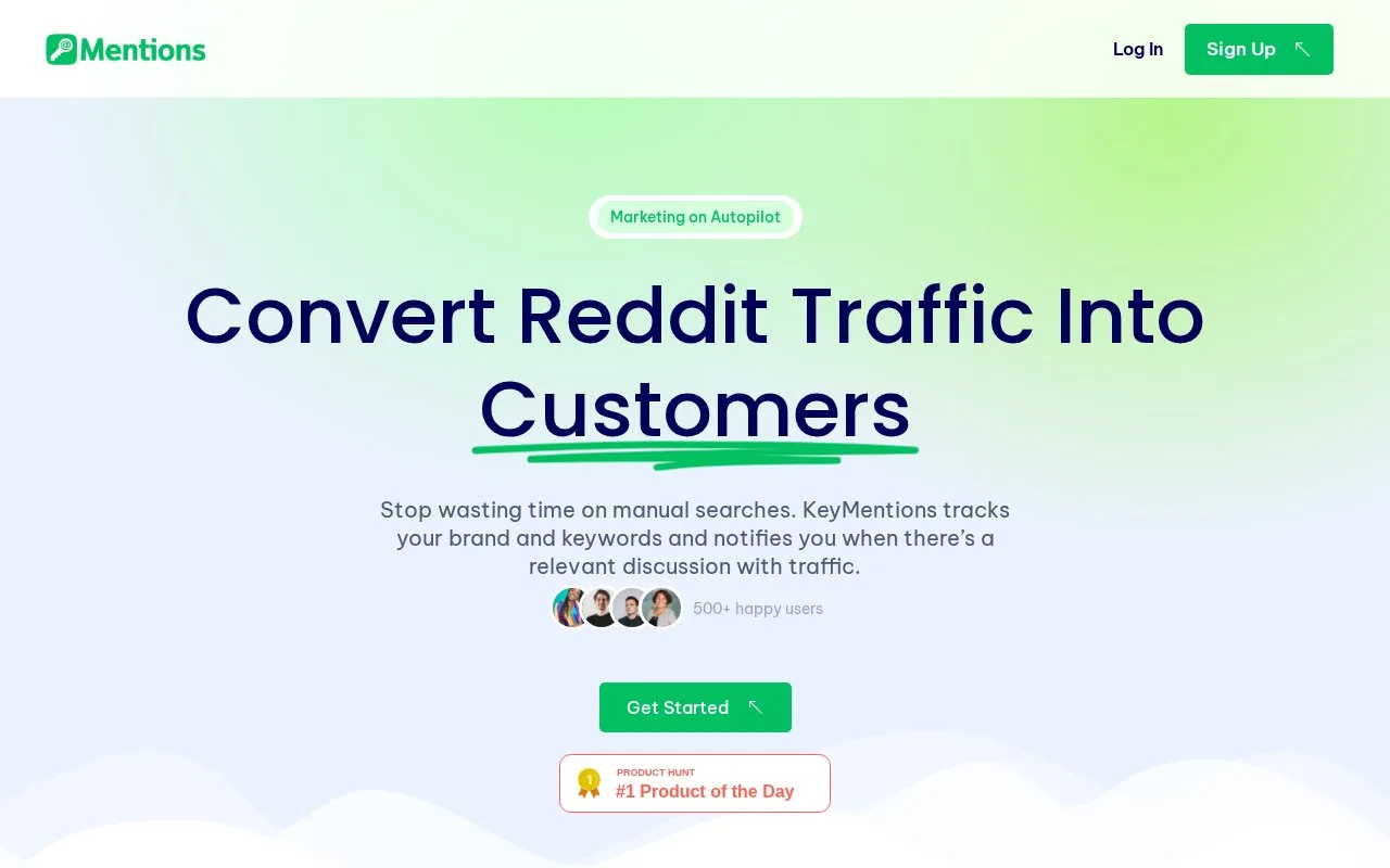 Screenshot of the KeyMentions homepage