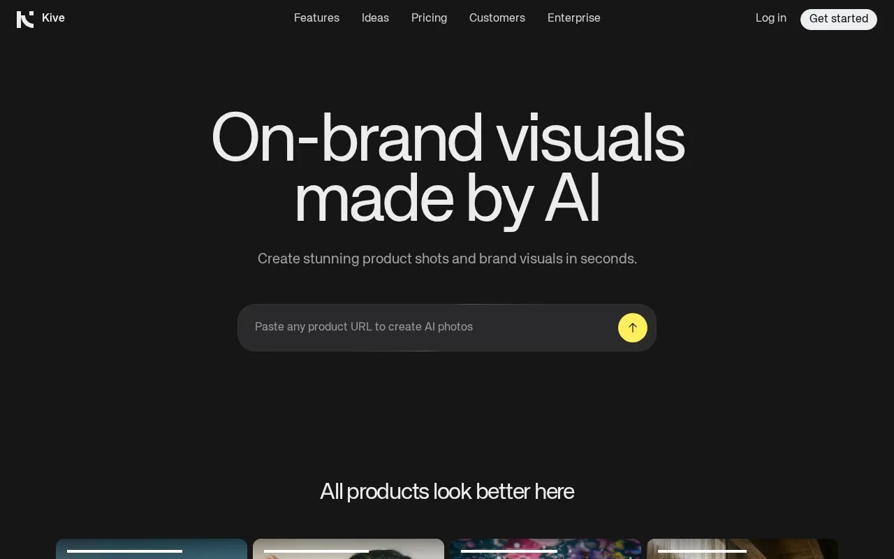 Screenshot of the Kive homepage