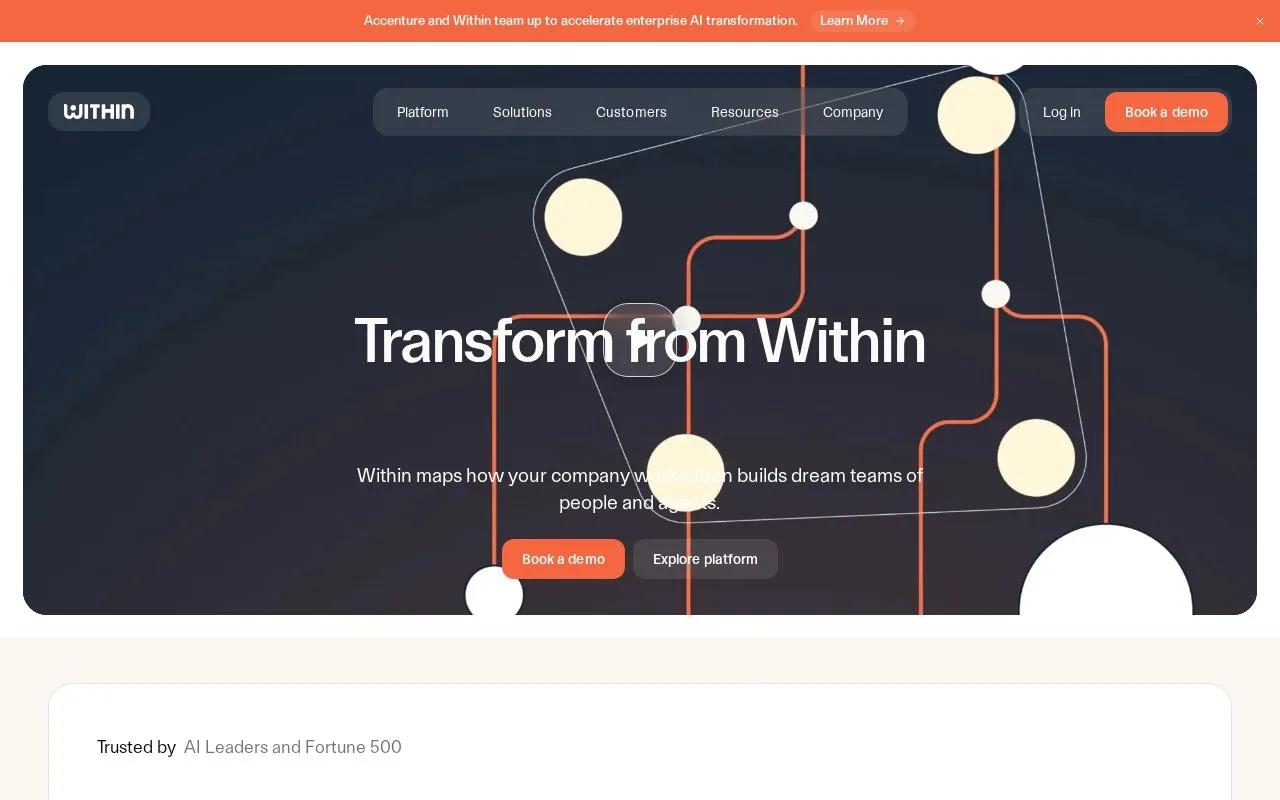 Screenshot of the Within homepage