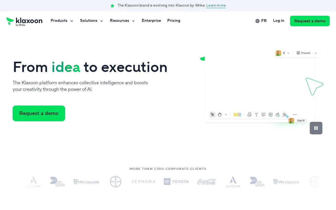 Screenshot of the Klaxoon by Wrike homepage