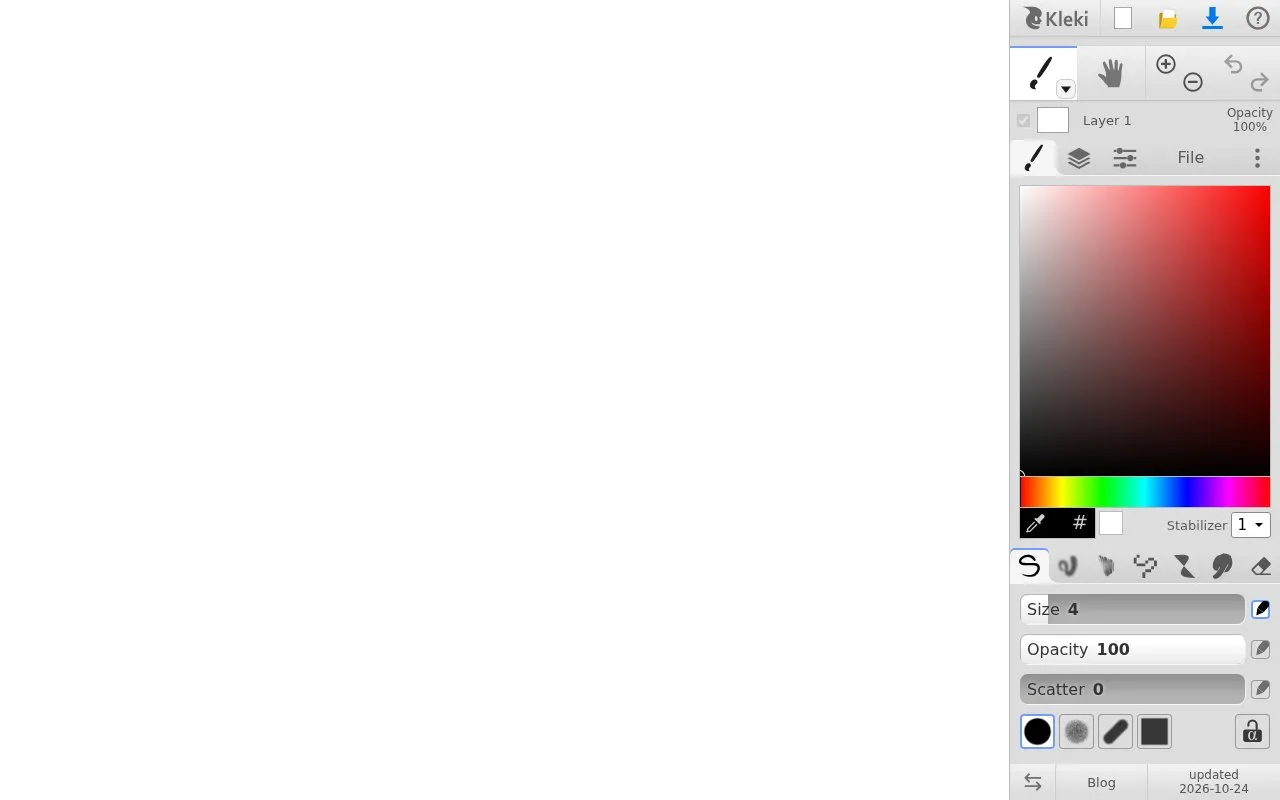 Screenshot of the Kleki homepage