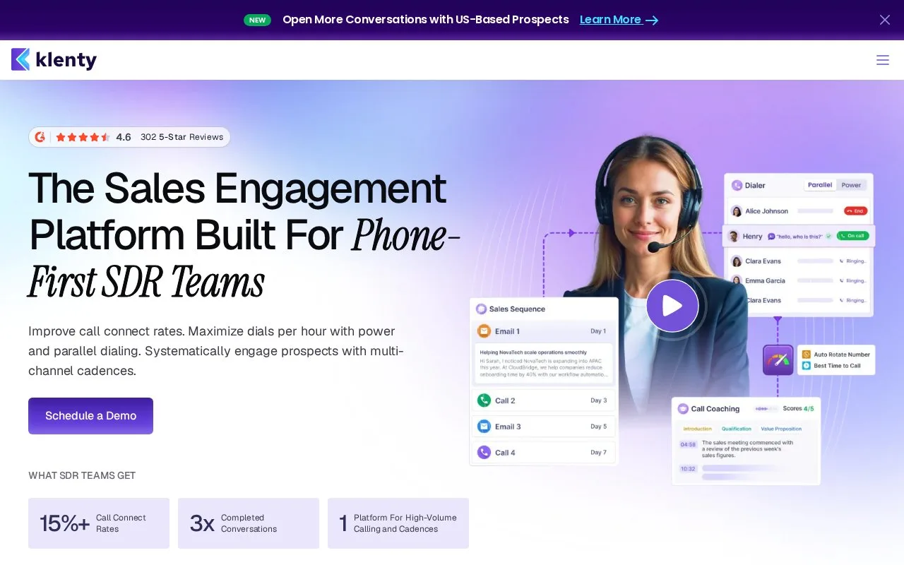 Screenshot of the Klenty homepage