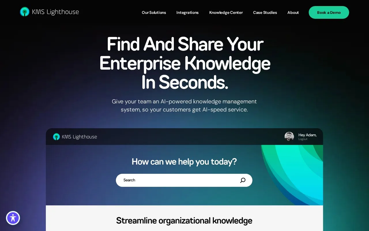 Screenshot of the KMS Lighthouse homepage