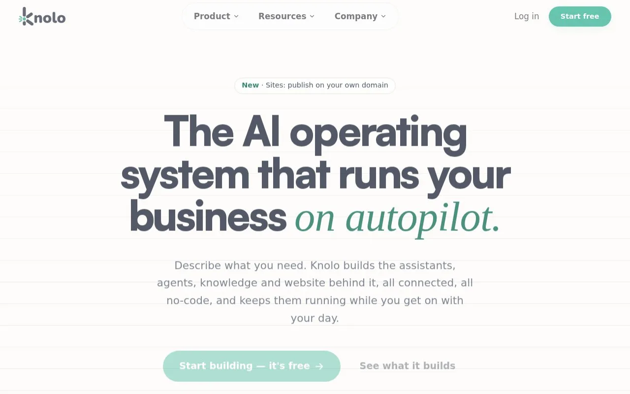 Screenshot of the Knolo homepage