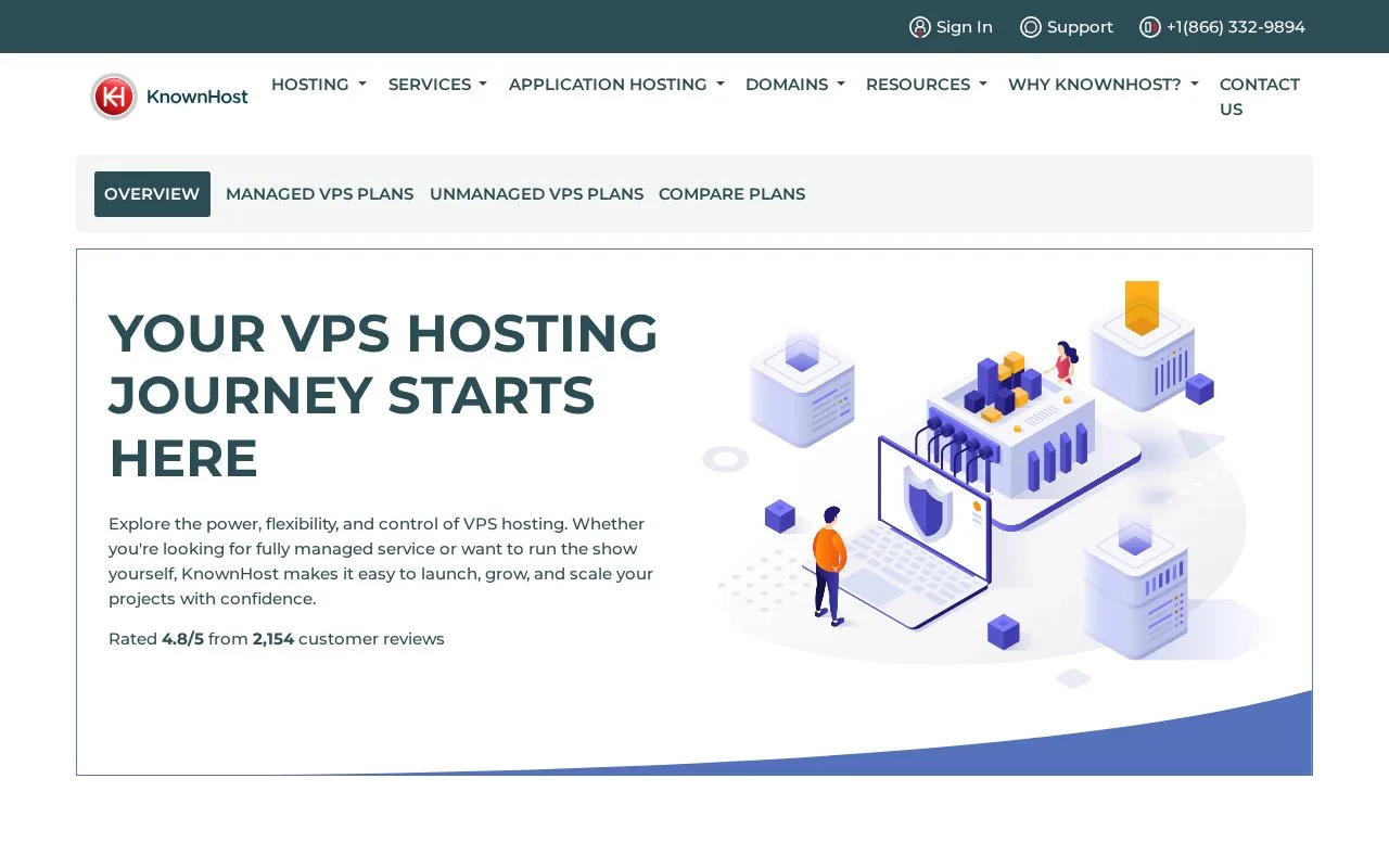 Screenshot of the KnownHost VPS Hosting homepage