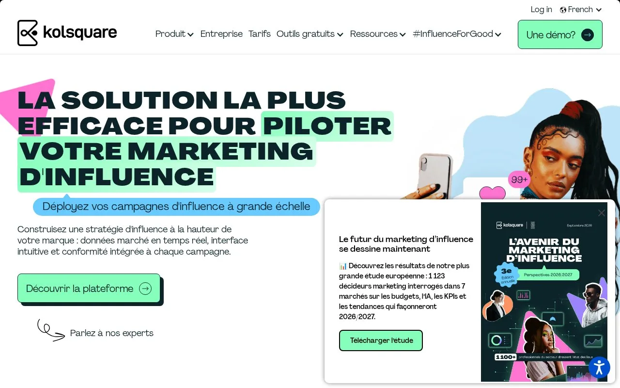 Screenshot of the Kolsquare homepage